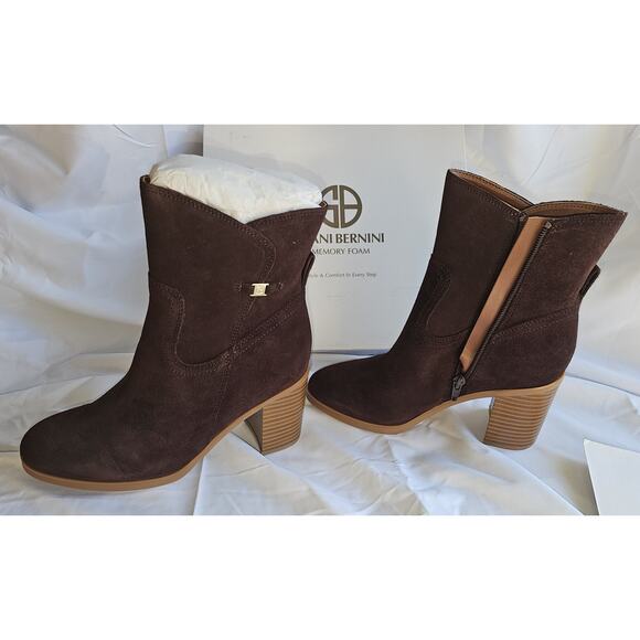 Giani Bernini Women's Olaa Memory Foam Block Heel Dress Booties - Cocoa - Picture 4 of 6
